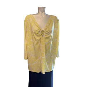 Jones New York Womens 3x yellow‎ bling blouse